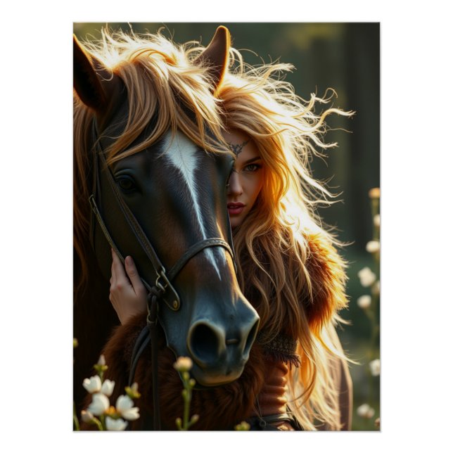 Poster Cheval et compagnon Imaginaire Art (Devant)