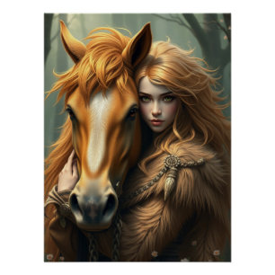 Poster Cheval et compagnon Imaginaire Art