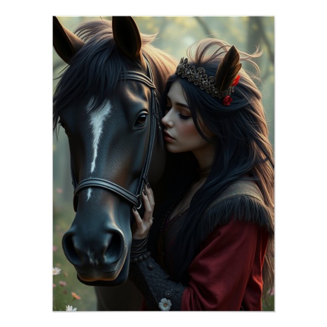 Poster Cheval et compagnon Imaginaire Art (Devant)