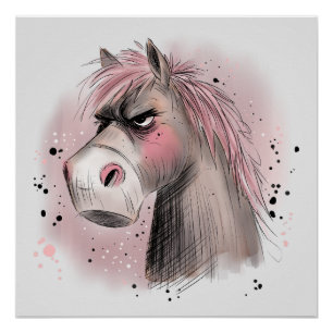 Poster Cheval Grincheux