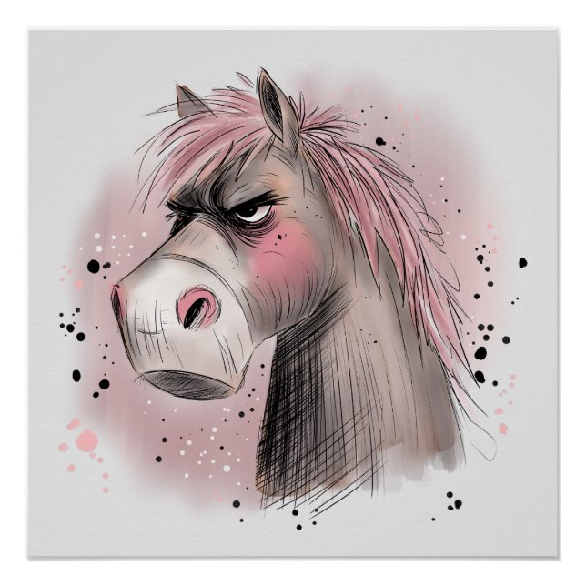 Poster Cheval Grincheux (Devant)