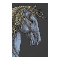 Cheval Gris Majestueux à la Crinière Flottante