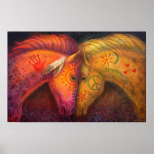 Poster Cheval Guerre Paix Chevaux Art animal occid