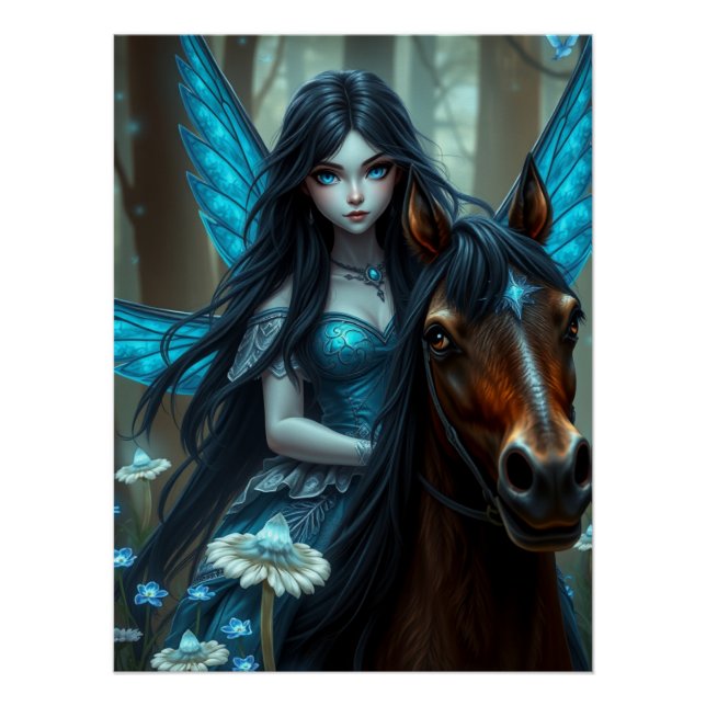 Poster Cheval guerrier Fée Imaginaire Art (Devant)