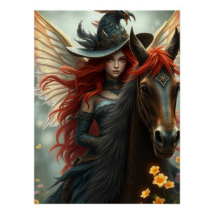 Poster Cheval guerrier Fée Imaginaire Art