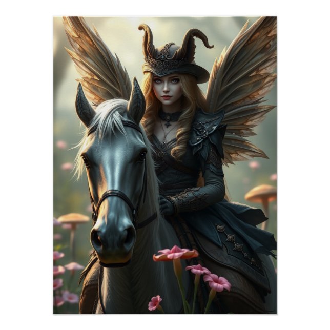Poster Cheval guerrier Fée Imaginaire Art (Devant)