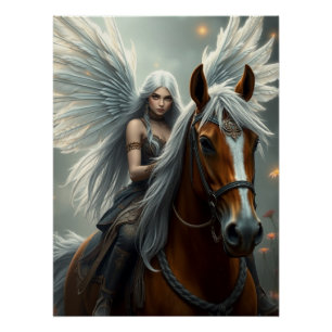 Poster Cheval guerrier Fée Imaginaire Art
