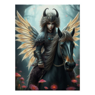 Poster Cheval guerrier Fée Imaginaire Art