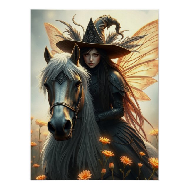 Poster Cheval guerrier Fée Imaginaire Art (Devant)