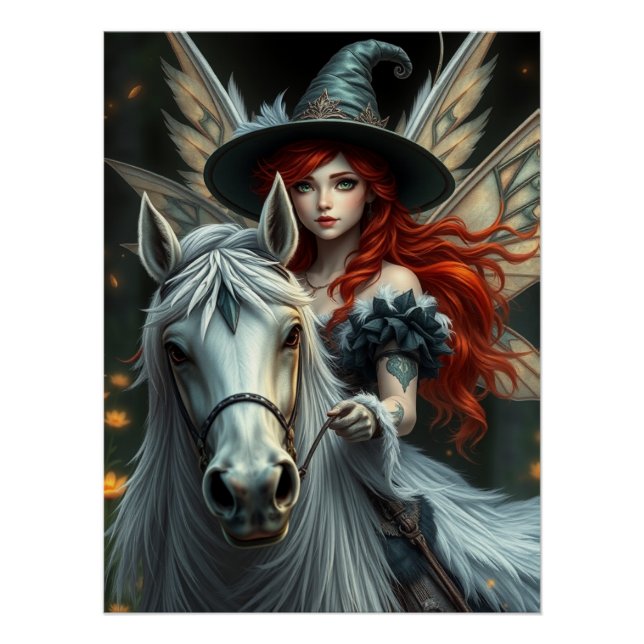 Poster Cheval guerrier Fée Imaginaire Art (Devant)