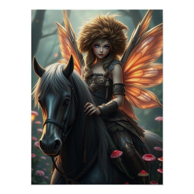 Poster Cheval guerrier Fée Imaginaire Art (Devant)
