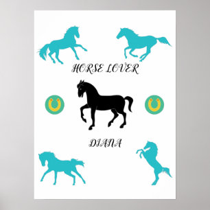 Poster Cheval Lover avec nom personnalisé.