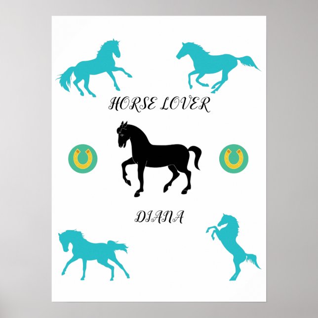 Poster Cheval Lover avec nom personnalisé. (Devant)