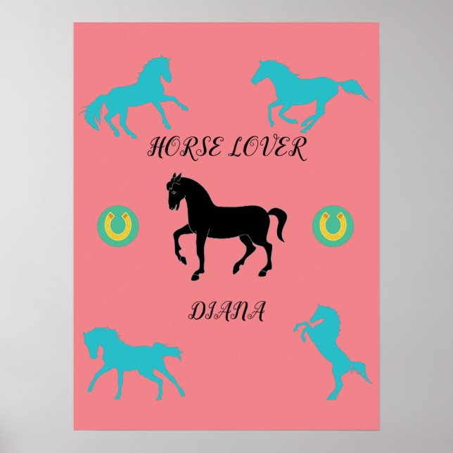 Poster Cheval Lover avec nom personnalisé. (Devant)