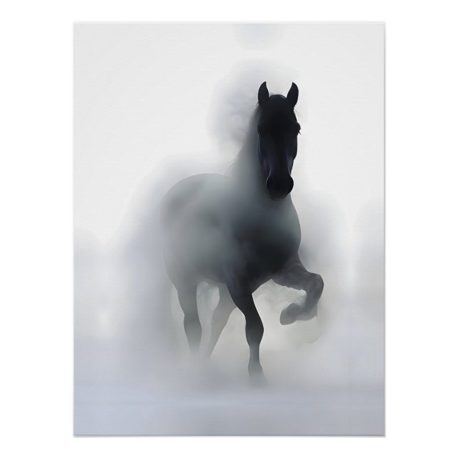 Poster Cheval majestueux dans le brouillard – Abstrait mi (Devant)