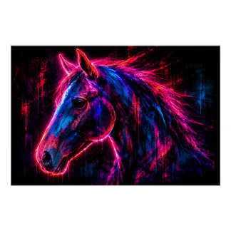 Poster Cheval Néon
