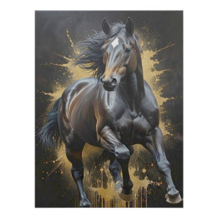 Poster cheval noir funky