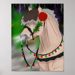 Poster Cheval norvégien de fjord de Noël