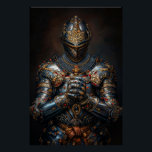 Poster Chevalier médiéval<br><div class="desc">Illustration numérique d'une peinture d'un courageux chevalier médiéval en armure dans le style art romantique.</div>