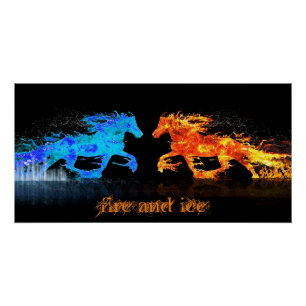 Poster Chevaux de feu et de glace Impression acrylique