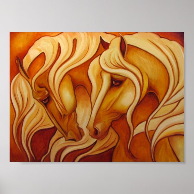 Poster Chevaux d'or Imprimer (Devant)
