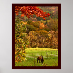 Poster Chevaux en automne