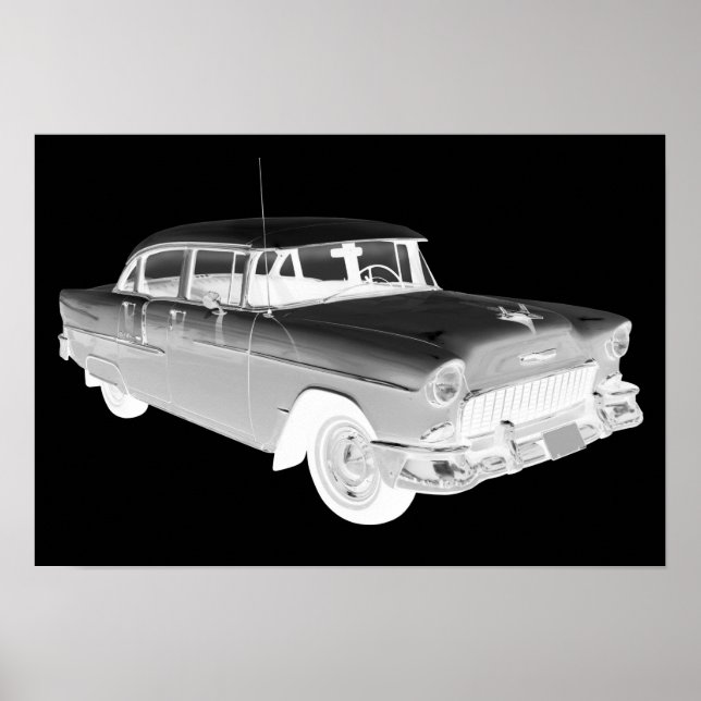 Poster Chevrolet Bel Air Classic Car Art 1955 (Devant)