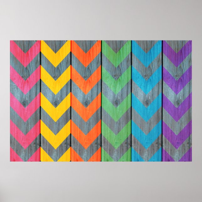 Poster Chevron Motif On Wood Texture par Shirley Taylor (Devant)