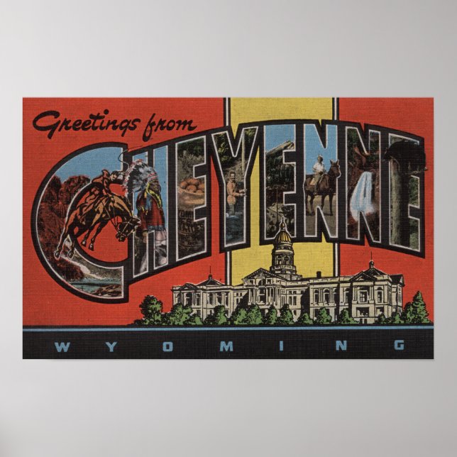 Poster Cheyenne, Wyoming - Scènes de grandes lettres (Devant)