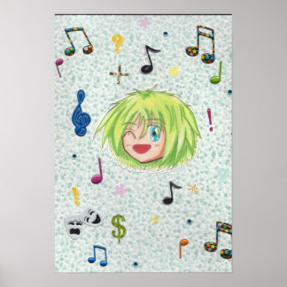 Poster Chibi Izumi avec arrière - plan de collage