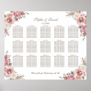 Poster Chic Aquarelle Peach Pink Peonies Seonies Chart