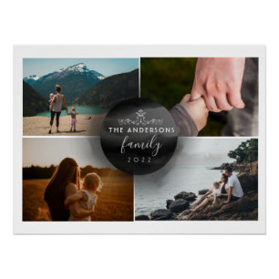 Poster Chic Ornemental Noir et Blanc 4 Photos