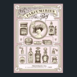 Poster chic Shabby rose français/parfumerie Paris<br><div class="desc">affiche de parfumerie de style rétro chick parisien avec bouteilles de parfum,  cosmétiques,  portrait d'une dame et typographie vintage - parfait pour une salle de bain de style français ou une maison chic shabby,  format DIN</div>