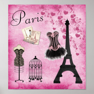 Poster Chic Tour Eiffel Pink Paris Mode