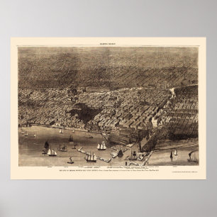 Poster Chicago, IL Panoramic Map - 1874