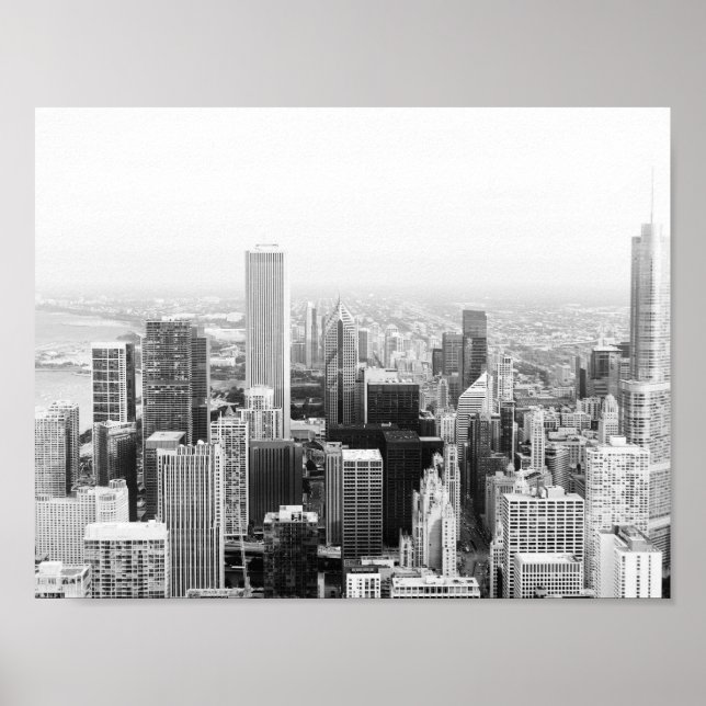 Poster Chicago Illinois noir et blanc (Devant)