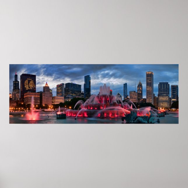 Poster Chicago Skyline sur Toile (Devant)