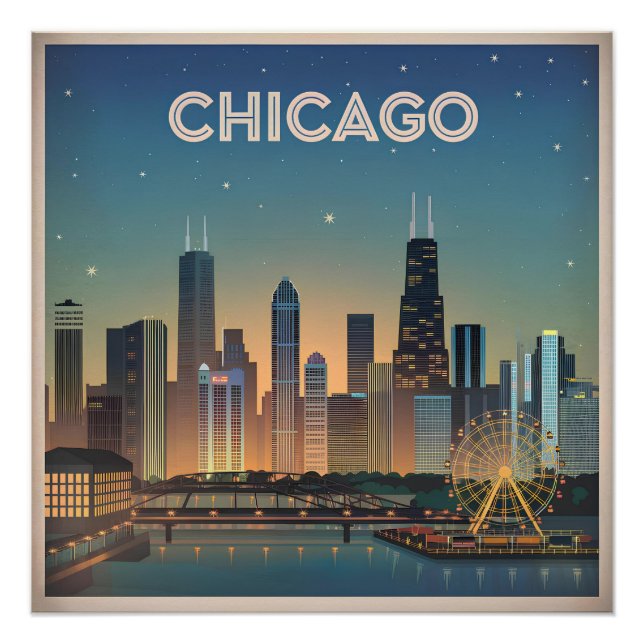 Poster Chicago USA vintage (Devant)