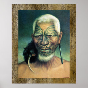 Poster Chieftain Maori NZ Tukukino par Gottfried Lindauer