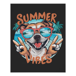 Poster Chien ambiance estivale avec sensation de vacances