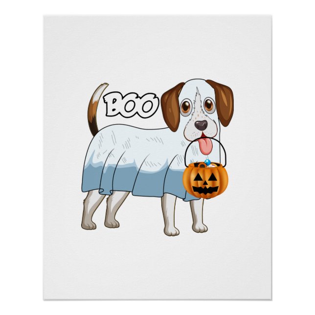 Poster Chien Beagle de Halloween Fantôme (Devant)