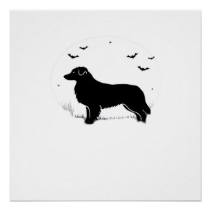 Poster Chien Berger Australien � Silhouette de Lune d'Hal