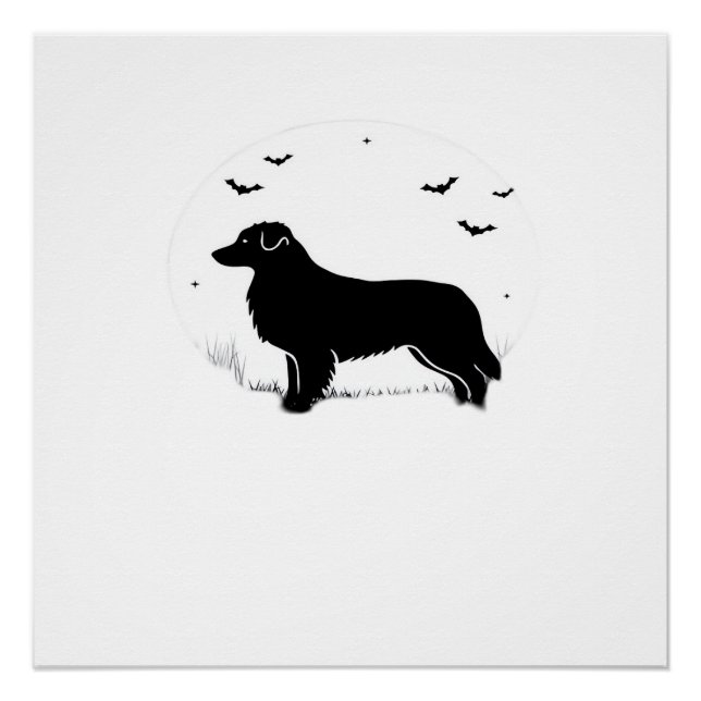 Poster Chien Berger Australien � Silhouette de Lune d'Hal (Devant)