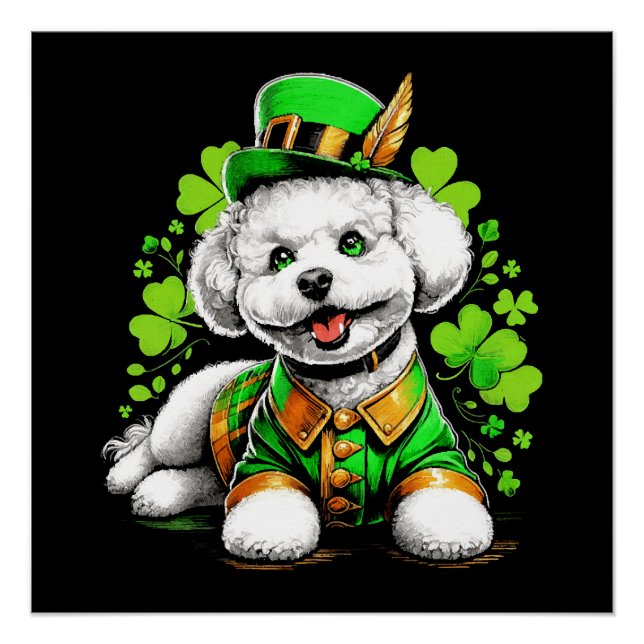 Poster Chien Bichon Frise St Patrick's Day (Devant)