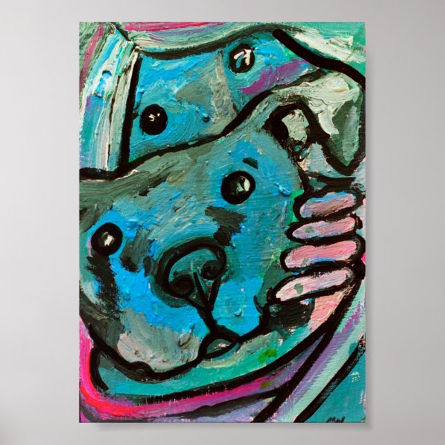 Poster chien bleu et fille (Devant)