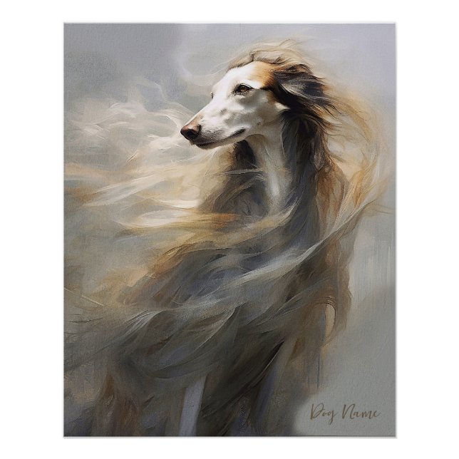 Poster Chien Borzoi au vent 001 - Yacobsen Derosana (Devant)