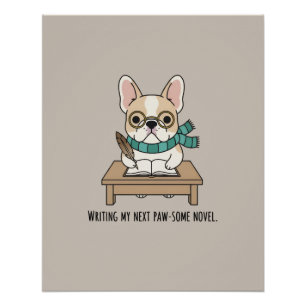 Poster Chien Bouledogue Français Créatif Écriture Accent