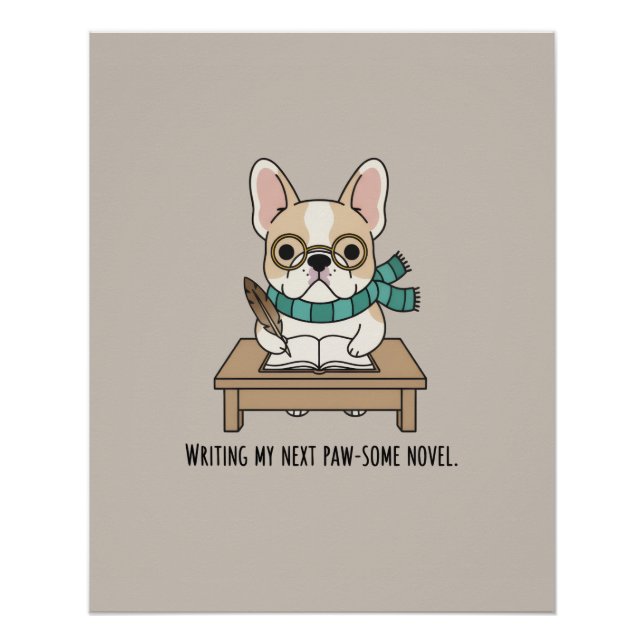 Poster Chien Bouledogue Français Créatif Écriture Accent  (Devant)