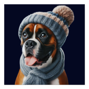 Poster Chien Boxer Nez Froids, Câlins Chauds