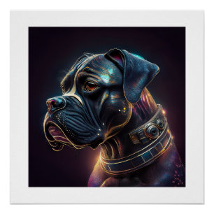 Poster Chien Boxer Steampunk